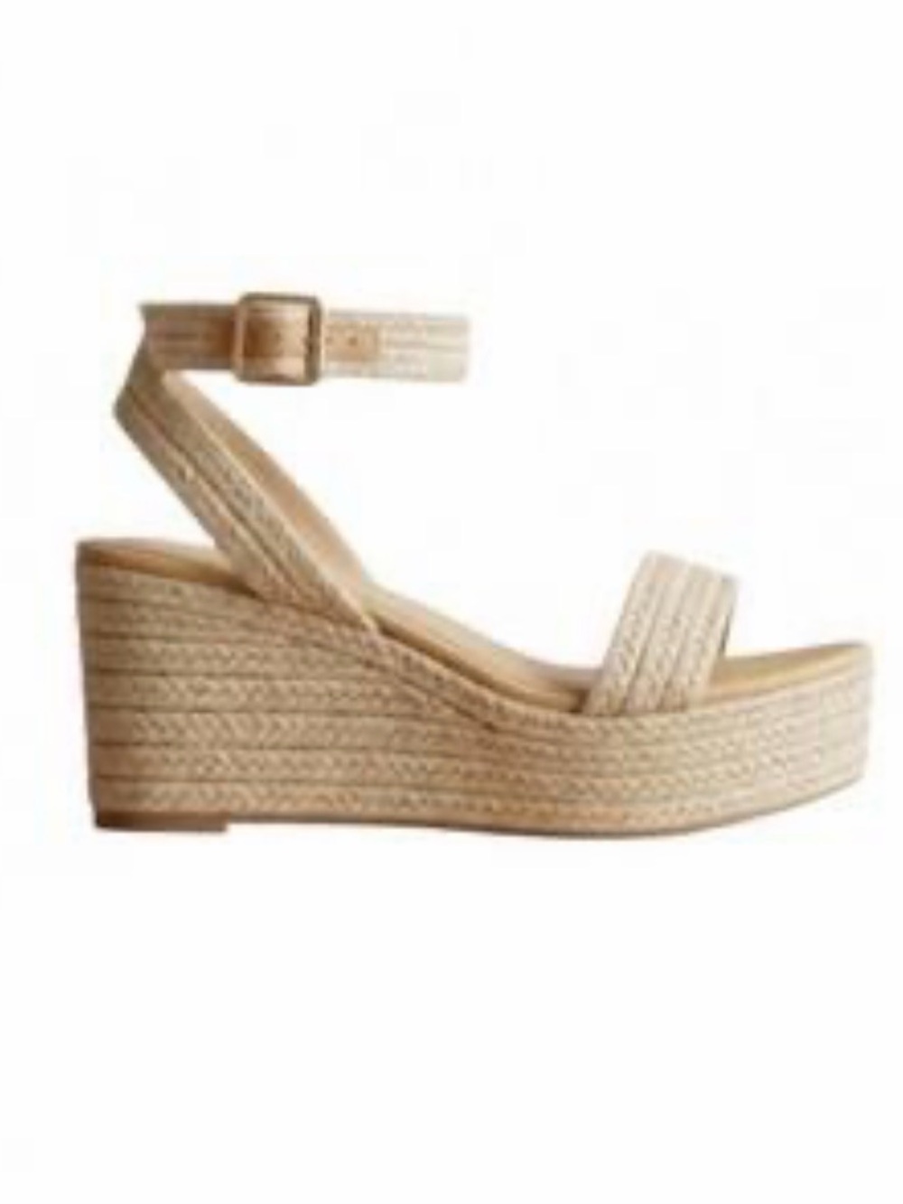BAMBOO Women’s Beige Espadrille Wedge Sandals with Ankle Strap